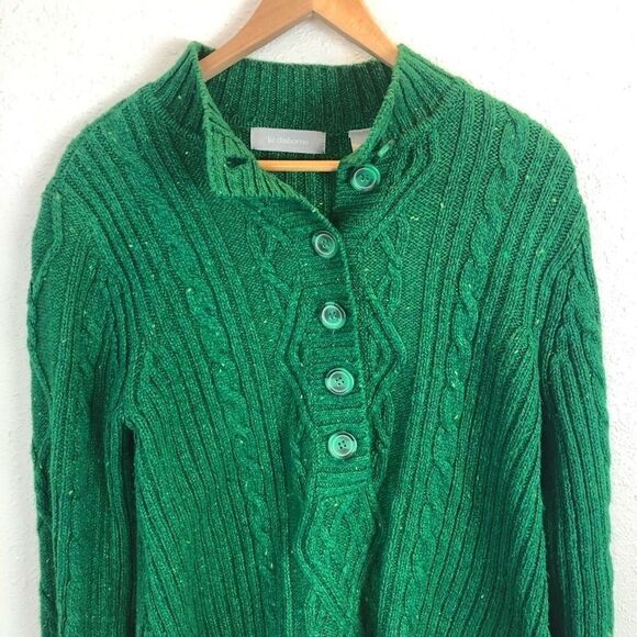 Liz Claiborne Green Button Up Sweater Size M - Picture 2 of 6